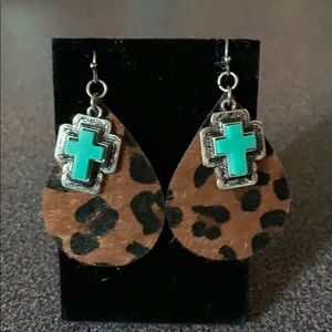 Leopard & Turquoise Earrings